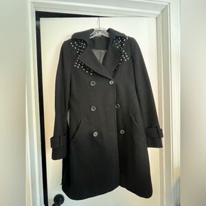 Sparkle & Fade Black Studded Trench Coat